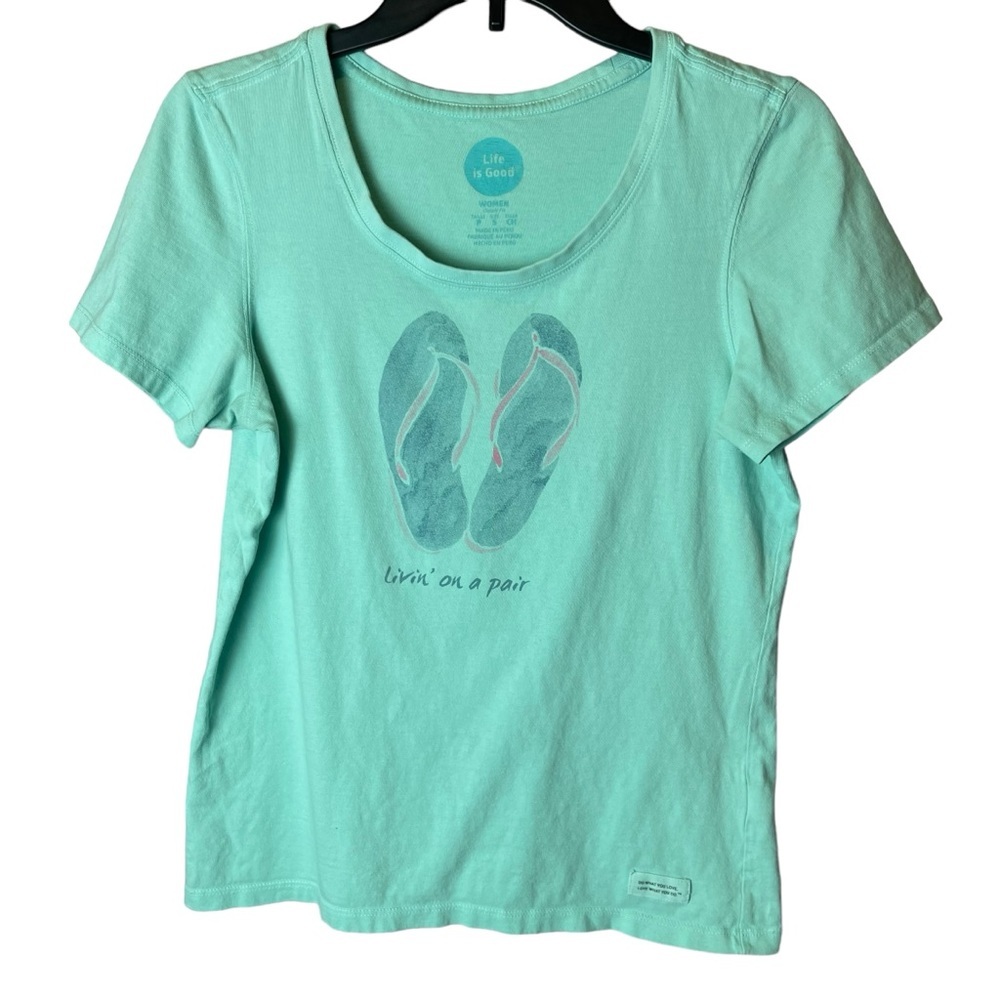 Life is Good Livin on a Pair Crusher Tee Blue Small